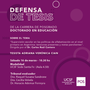 Defensa de Tesis – Doctorado en Educación – Departamento de Posgrado UCSF